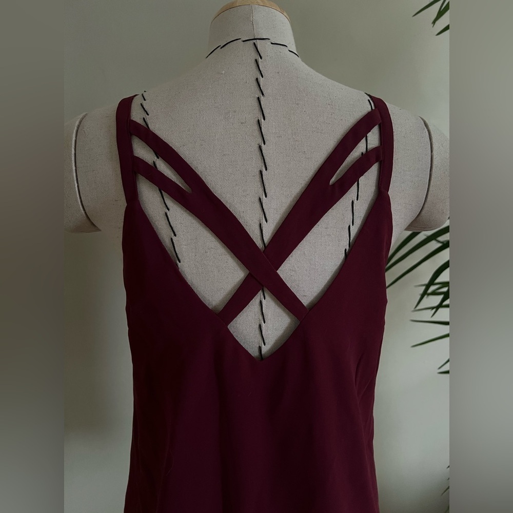Naked Zebra Heartbeeps Strappy Cami Top | Burgundy Wine Color | Size S - Picture 8 of 12